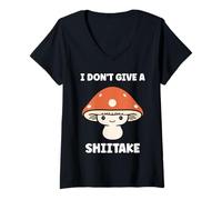 Donna Funny Minimalist Mushroom Simple i Don't Give a Shiitake Maglietta con Collo a V