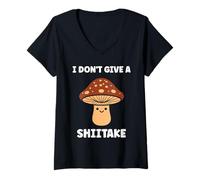 Donna Funny Minimalist Mushroom Simple i Don't Give a Shiitake Maglietta con Collo a V
