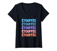Donna Funny Modern Repeated Étouffée Louisiana Etouffee Maglietta con Collo a V
