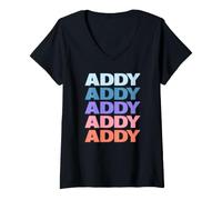 Donna Funny Modern Repeated Text Design First Name Addy Maglietta con Collo a V