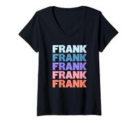 Donna Funny Modern Repeated Text Design First Name Frank Maglietta con Collo a V