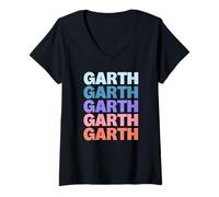 Donna Funny Modern Repeated Text Design First Name Garth Maglietta con Collo a V