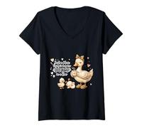Donna Funny Mom Just a Mom Trying to Keep Her Ducks Humor Maglietta con Collo a V