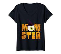 Donna Funny Mom Monster Halloween Momster Witch Maglietta con Collo a V