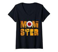 Donna Funny Mom Monster Spooky Halloween Momster Maglietta con Collo a V
