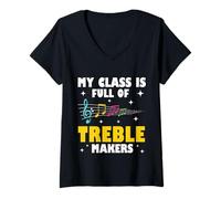 Donna Funny My Class Is Full Of Treble Makers Musica Insegnante Amante Maglietta con Collo a V