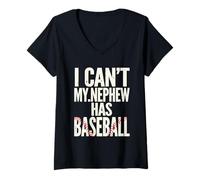 Donna Funny My Nephew Has Baseball Saying Sarcastico Maglietta con Collo a V