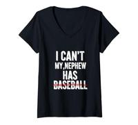 Donna Funny My Nephew Has Baseball Saying Sarcastico Maglietta con Collo a V