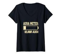 Donna Funny Negative Aura Points Farming Aura Meter Minus 10,000 Maglietta con Collo a V