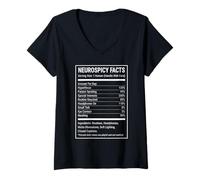 Donna Funny Neurospicy Facts Label Parody for Neurodivergent Maglietta con Collo a V
