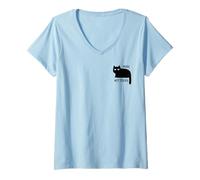 Donna Funny Nope Not Today Lazy Cat Citazione Tasca Logo Amanti dei Gatti Maglietta con Collo a V