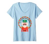 Donna Funny Not My First schiaccianoci Meme di Ballerina di Natale Maglietta con Collo a V