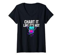 Donna Funny Nurse Chart It Like Its Hot Medical Staff Maglietta con Collo a V