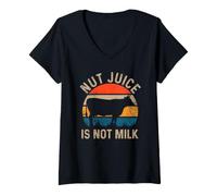 Donna Funny Nut Juice Is Not Milk Maglietta con Collo a V