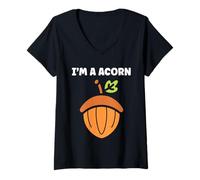 Donna Funny Oak Acorn Small Nut Minimalist Cute simple I'm a Acorn Maglietta con Collo a V