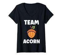 Donna Funny Oak Acorn Small Nut Minimalist Cute simple team Acorn Maglietta con Collo a V