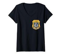 Donna Funny Official Dad Tax Food Inspection Service Badge Maglietta con Collo a V