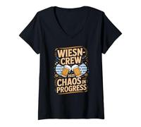 Donna Funny Oktoberfest Beer Drinking Dirndl Maglietta con Collo a V