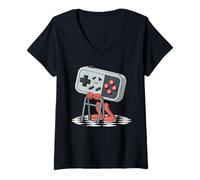 Donna Funny Old Gamer Gaming Retro 80s 90s Video Game Old Gamer Maglietta con Collo a V