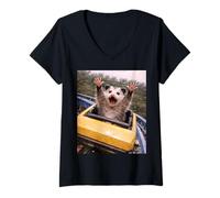 Donna Funny Opossum Roller Coaster Meme Silly Graphic Maglietta con Collo a V