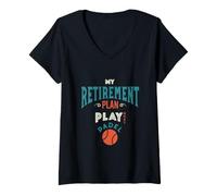 Donna Funny Padel Il Mio Piano pensionistico Gioca più Padel Maglietta con Collo a V