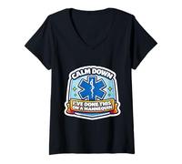 Donna Funny Paramedic Keep Calm I 've Done This with A Manichino Maglietta con Collo a V