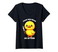 Donna FUNNY PEACE WAS NEVER AN OPTION DUCK Maglietta con Collo a V