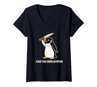Donna Funny Penguin with Knife Flight Was Never an Option Maglietta con Collo a V