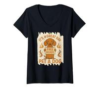 Donna Funny Pet A Dog Bassotto Simpatico Tedesco Weiner Tee Maglietta con Collo a V