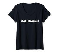 Donna Funny Pet Humor Design Cat Owned Everyday Tees Maglietta con Collo a V