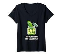 Donna Funny Pickle Jar Cucumber Visual Joke Maglietta con Collo a V