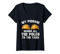 Donna Funny Polish My Pierogi porta tutti i pali al cortile Maglietta con Collo a V