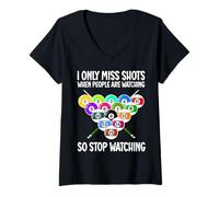 Donna Funny Pool Billiard Men Women Billiards Players 8 Ball Gifts Maglietta con Collo a V
