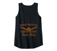Donna Funny Proud Freestyle Swim Mom sostiene l'amore marrone completo Canotta