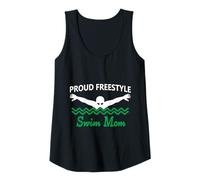 Donna Funny Proud Freestyle Swim Mom Support Love verde scuro bianco Canotta