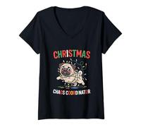 Donna Funny Pug Christmas Chaos Coordinator Men Women Dog Lover Maglietta con Collo a V