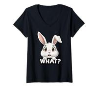 Donna Funny Rabbit Bunny What Zoo Ragazzi Ragazze Bambini Maglietta con Collo a V
