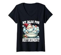 Donna Funny Retirement Plan Spa Gnome In Bathtub For Lazy Dad Maglietta con Collo a V