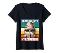Donna Funny Retirement Saying Reading Into My Retirement GNOME Dad Maglietta con Collo a V