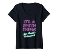 Donna Funny Retro 80s/90s Smith Surname Quote Family Group Photo Maglietta con Collo a V