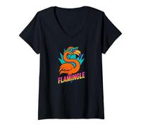 Donna Funny Retro Flamingo Tropical Design Single Tees And Decor Maglietta con Collo a V