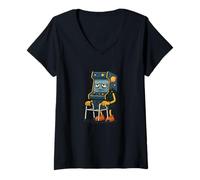 Donna Funny Retro Gamer Gaming 80s 90s Video Games Old Gamer Maglietta con Collo a V