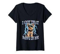 Donna Funny Retro Got That Dawg in Me Yorkshire Terrier Dog Lover Maglietta con Collo a V