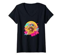 Donna Funny Retro Vintage Womens 80s 90s Goldendoodle Doodle Lover Maglietta con Collo a V