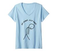 Donna Funny Sad Stick Man Nessuna Scintilla. Solo Buio. Maglietta con Collo a V