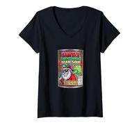 Donna Funny Santa Fart Soup Can Labels - Christmas Party Graphic Maglietta con Collo a V