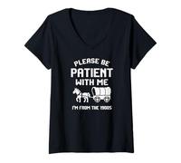 Donna Funny Sarcastic Dad Humor Please Be Patient with Me 1900s Maglietta con Collo a V