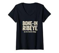 Donna Funny Saying Bone Ribeeye I Miei Due Preferiti Maglietta con Collo a V