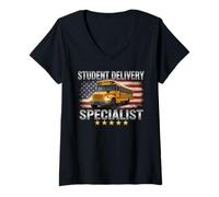 Donna Funny School Bus Driver Student Delivery Specialist Maglietta con Collo a V