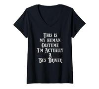 Donna Funny School or City Bus Driver Costume for Bus Driving Gift Maglietta con Collo a V